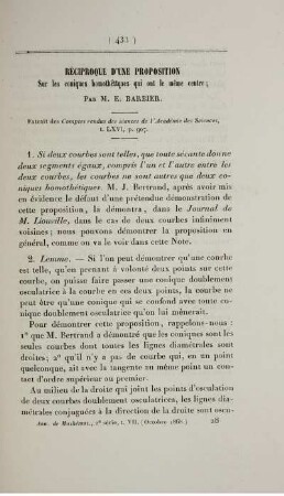 Réciproque d'une proposition.