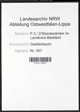 Heiratsregister Standesamt Gadderbaum