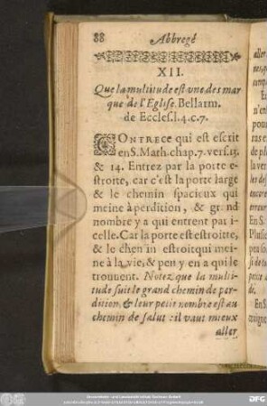 XII. Que la multitude est une des marque de l'Eglise. ...