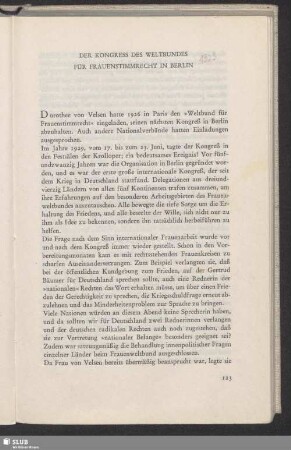 Der Kongress Des Weltbundes Für Frauenstimmrecht In Berlin