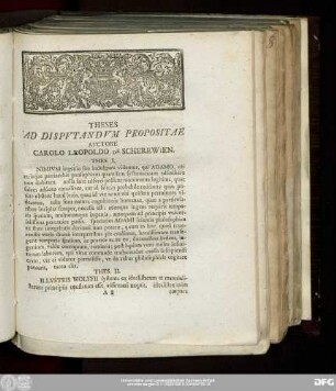 Theses Ad Disputandum Propositae Auctore Carolo Leopoldo De Scherewien.