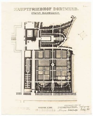 Hauptfriedhof, Dortmund: Lageplan erster Bauabschnitt 1:1000