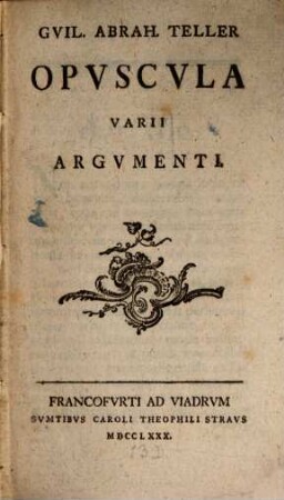Opuscula varii argumenti