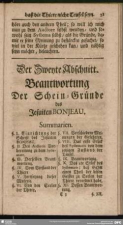 Der Zweyte Abschnitt. Beantwortung Der Schein-Gründe des Jesuiten Bonjeau