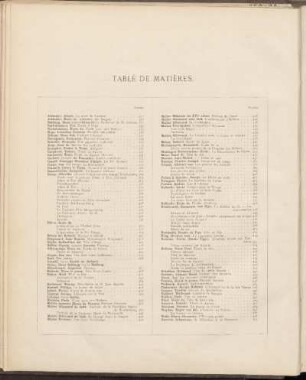 Tablè de matières.