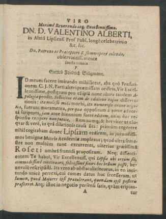 Viro ... D. Valentino Alberti ...