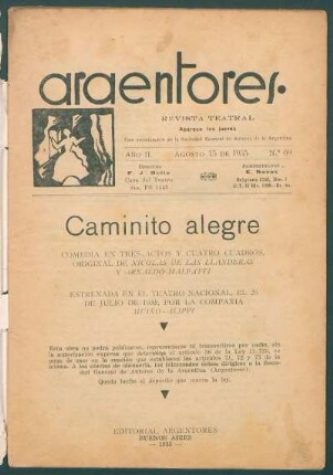 1935006900: Caminito alegre : comedia en tres actos y cuatro cuadros