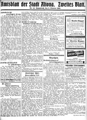 Nummer 40. Zweites Blatt. : Sonnabend, den 2. Oktober 1926
