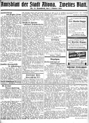 Nummer 40. Zweites Blatt. : Sonnabend, den 2. Oktober 1926