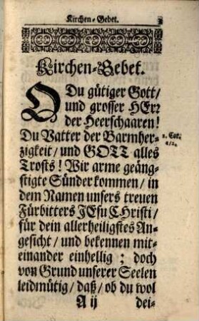 [Sammlung verschiedener Kirchengebete im Gebiet der Stadt Nürnberg aus verschiedenen Anlässen]. 1714