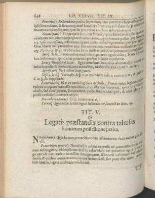 Tit. V. De Legatis præstandis contra tabulas bonorum possessione petita.