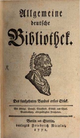 Allgemeine deutsche Bibliothek. 15. 1771
