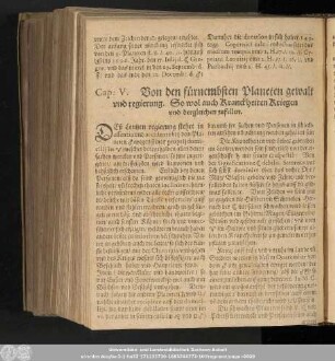 Cap: V. Von den fürnembsten Planeten gewalt und regierung. So wol auch Kranckheiten Kriegen und dergleichen zufellen.