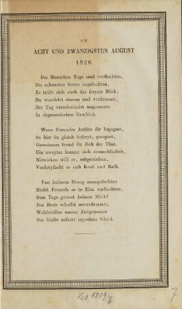 Am acht und zwanzigsten August 1826