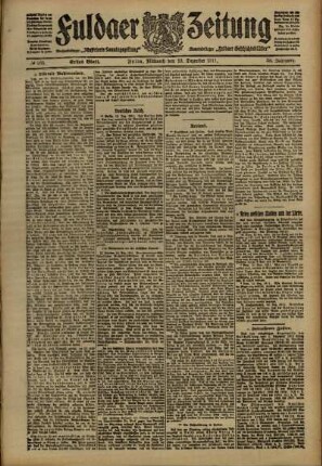 Erste Ausgabe vom Mittwoch, den 13. Dezember 1911.