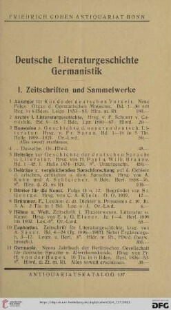 Deutsche Literaturgeschichte. Germanistik