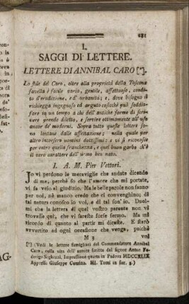 I. Lettere di Annibal Caro.