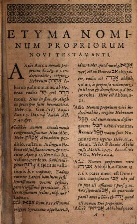 Etyma nominum propriorum itemque analysis Hebraeorum Syriacorum et Latinorum vocabulorum quae in novo Testamento uspiam occurrunt : cum indice ...