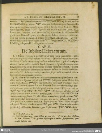 Cap. II. De Iubileo Hebraeorum