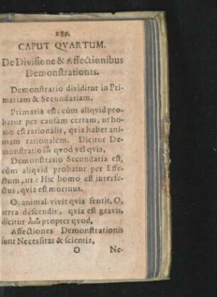 Caput Quartum. De Divisione & Affectionibus Demonstrationis.