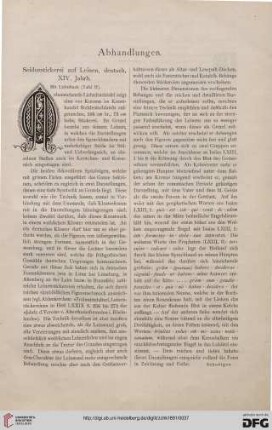 Seidenstickerei auf Leinen, deutsch, XIV. Jahrh.
