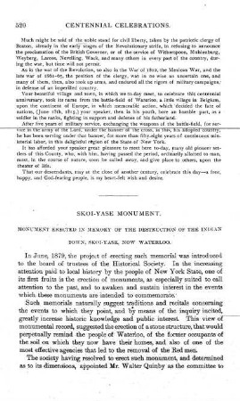 SKOI-YASE MONUMENT - History, Description and Dedication of.