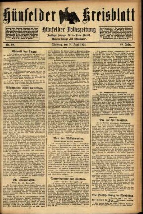 Ausgabe vom Dienstag, den 10. Juni 1924.