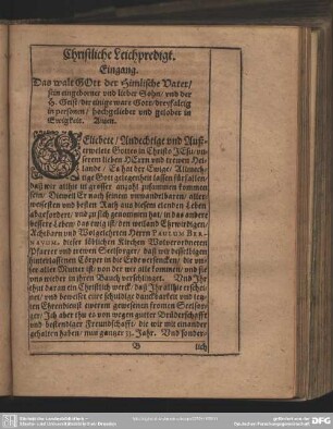 Leichenpredigt : Christliche Leichpredigt. Eingang. Der Text. Erklärung