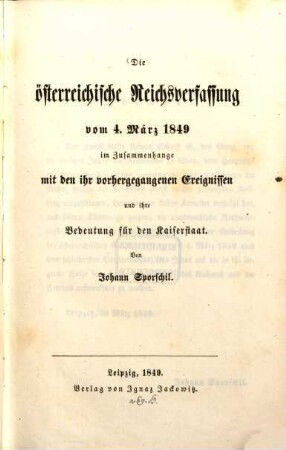 Die österreichische Reichsverfassung vom 4. März 1849