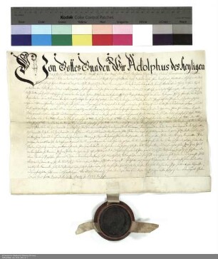 Lehenbrief Adolfs [von Dalberg], Abt von Fulda, für die Brüder Franz Adalbert und Philipp Wilhelm von Schleifras über ein Burggut und eine Mühle in Salmünster und weitere im Einzelnen aufgeführte Lehen