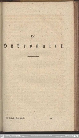 Neunte Abtheilung. Hydrostatik