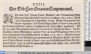 [Octavian Langenmantel; Octavianvs Langenmantel.]