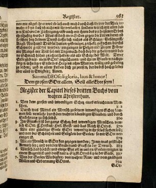 983-984, Register der Capitel dieses dritten Buchs