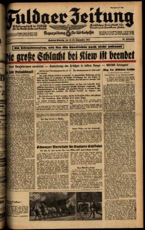 Ausgabe vom Samstag, den 27. September 1941.