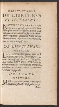 De Libris Novi Testamenti.
