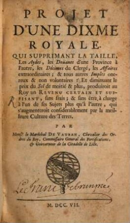 Projet d'une dixme royale