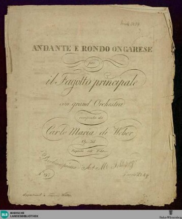 Andante e rondo ongarese : per il fagotto principale con grand orchestra; op. 35