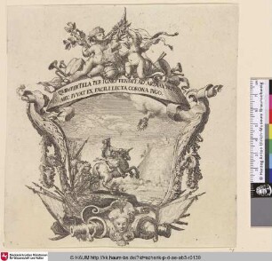 [Kartusche mit Devise; Emblematic subject in ornamental frame]