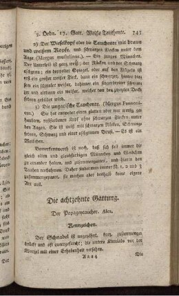 Die achtzehnte Gattung. Der Papageytaucher.