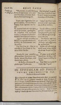 In Epistolam Ad Philippenses Argumentum Per Erasmum Roterodamum