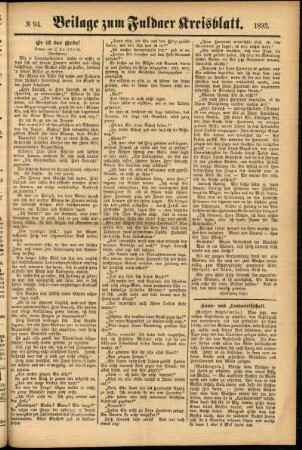Zweite Ausgabe vom Samstag, den 12. August 1893.