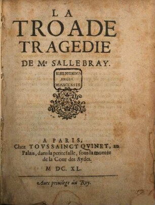 La Troade : Tragédie