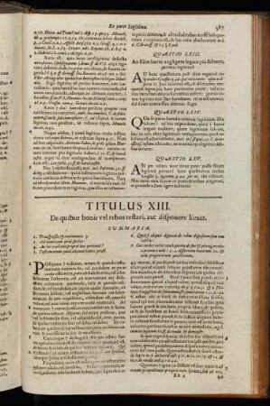 Titulus XIII. De quibus bonis vel rebus testari, aut disponere liceat.