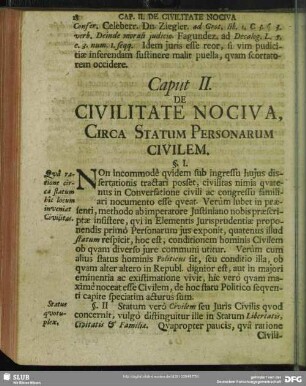 Caput II. De Civilitate Nociva, Circa Statum Personarum Civilem