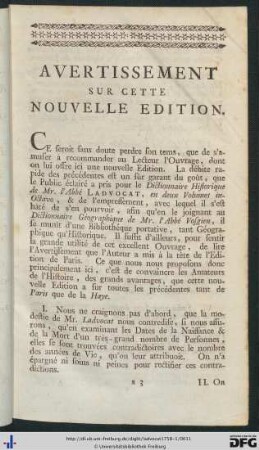 Avertisement Sur Cette Nouvelle Edition.