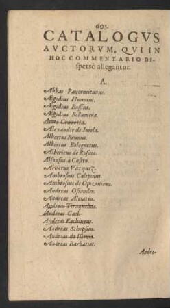 Catalogus Auctorum, Qui In Hoc Commentario Disperse allegantur.
