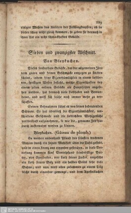 Sieben und zwanzigster Abschnitt. Von Bleykuchen