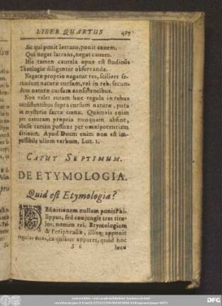 Caput Septimum. De Etymologia.
