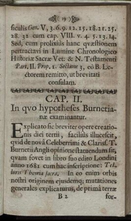 Cap. II. In quo hypotheses Burnetianæ examinantur.