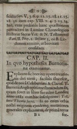 Cap. II. In quo hypotheses Burnetianæ examinantur.